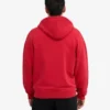 Sweat à capuche oversize en coton bio avec fermeture éclair - Rouge écarlate