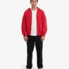Sweat à capuche oversize en coton bio avec fermeture éclair - Rouge écarlate
