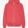 Sweat à capuche oversize en coton bio avec fermeture éclair - Rouge délavé