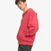 Sweat à capuche oversize en coton bio avec fermeture éclair - Rouge délavé