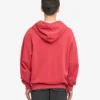 Sweat à capuche oversize en coton bio avec fermeture éclair - Rouge délavé