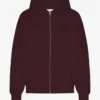 Sweat à capuche oversize en coton bio avec fermeture éclair - Rouge sang de bœuf