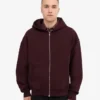 Sweat à capuche oversize en coton bio avec fermeture éclair - Rouge sang de bœuf