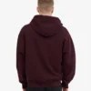 Sweat à capuche oversize en coton bio avec fermeture éclair - Rouge sang de bœuf