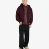 Sweat à capuche oversize en coton bio avec fermeture éclair - Rouge sang de bœuf