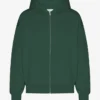 Sweat à capuche oversize en coton bio avec fermeture éclair - Vert émeraude