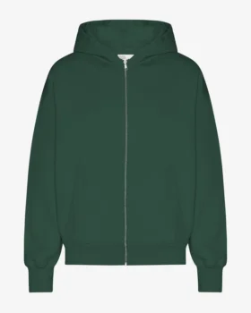 Sweat à capuche oversize en coton bio avec fermeture éclair - Vert émeraude