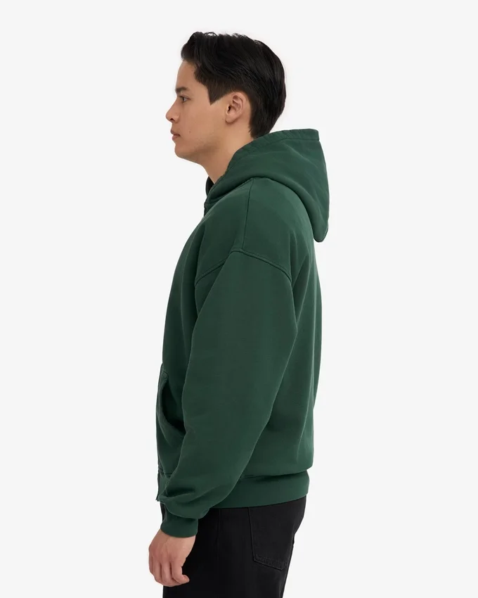 Sweat à capuche oversize en coton bio avec fermeture éclair - Vert émeraude