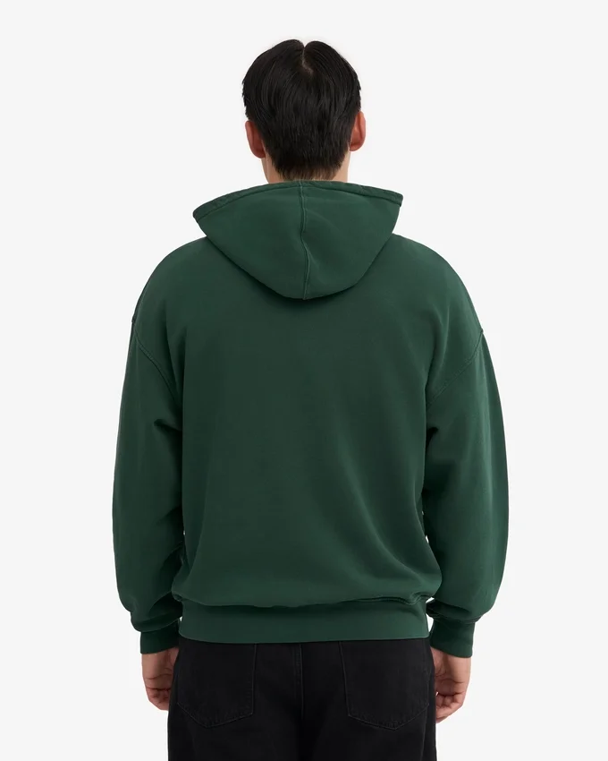 Sweat à capuche oversize en coton bio avec fermeture éclair - Vert émeraude