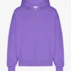 Sweat à capuche oversize en coton bio avec fermeture éclair - Violet ultra