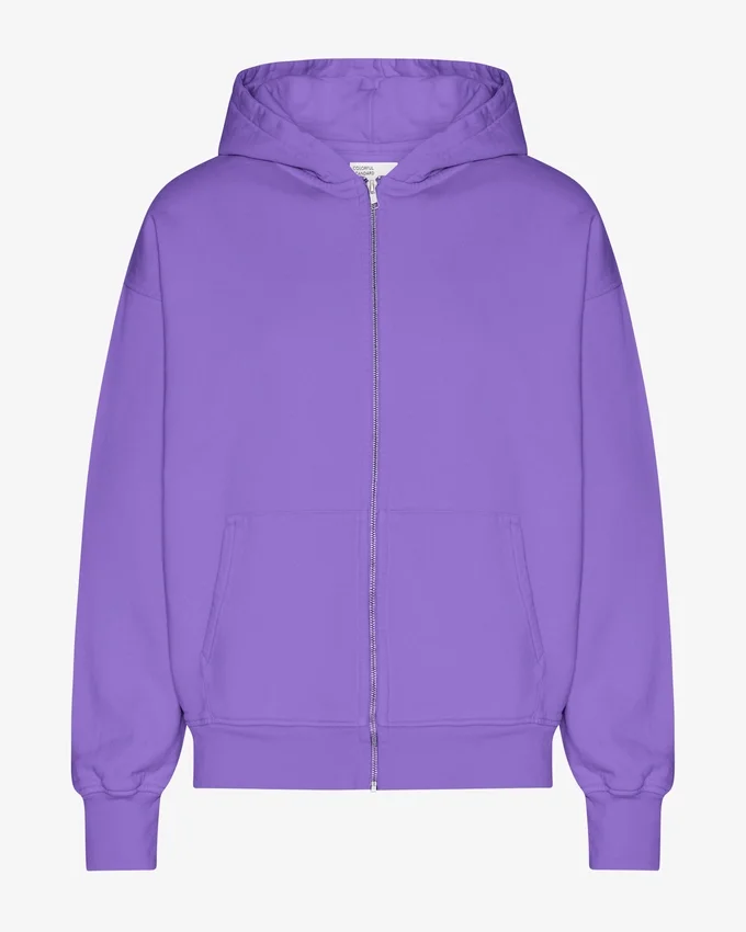 Sweat à capuche oversize en coton bio avec fermeture éclair - Violet ultra