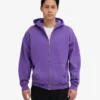 Sweat à capuche oversize en coton bio avec fermeture éclair - Violet ultra