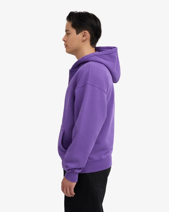 Sweat à capuche oversize en coton bio avec fermeture éclair - Violet ultra