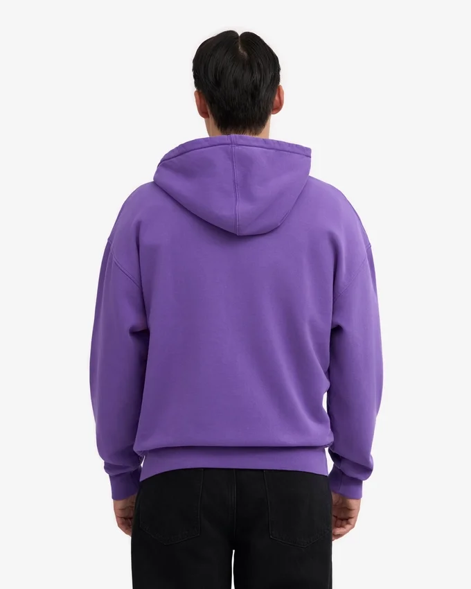 Sweat à capuche oversize en coton bio avec fermeture éclair - Violet ultra