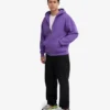 Sweat à capuche oversize en coton bio avec fermeture éclair - Violet ultra