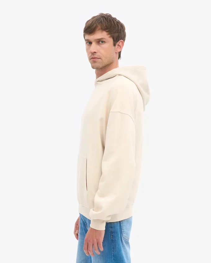 Sweat à capuche oversize en coton bio - Blanc ivoire