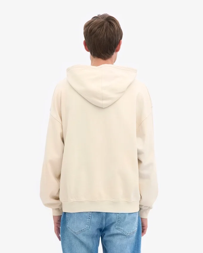 Sweat à capuche oversize en coton bio - Blanc ivoire