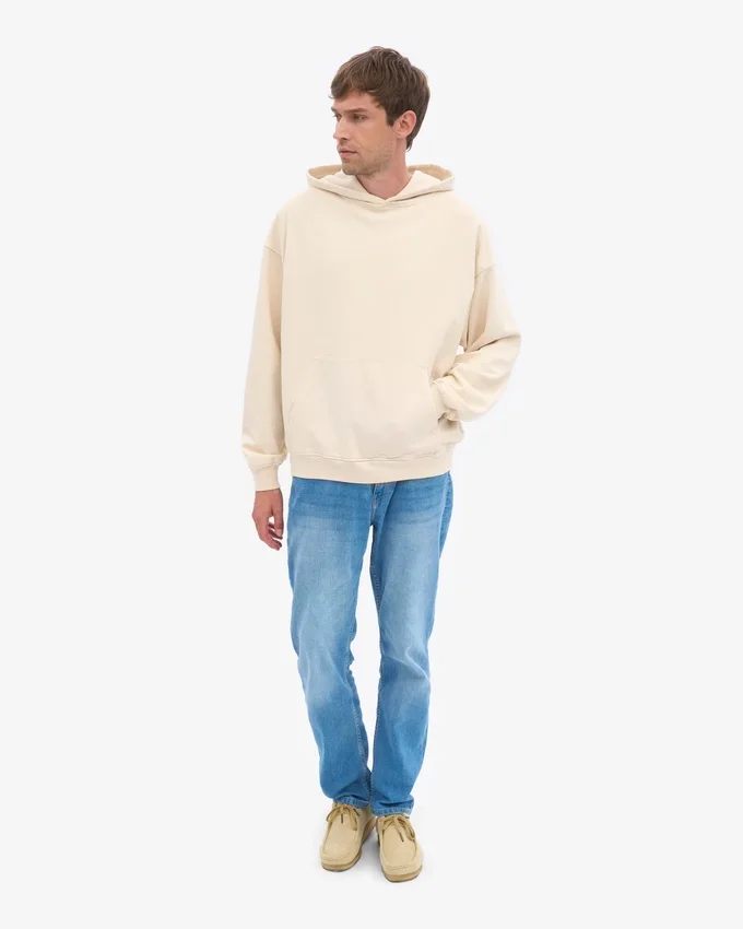 Sweat à capuche oversize en coton bio - Blanc ivoire