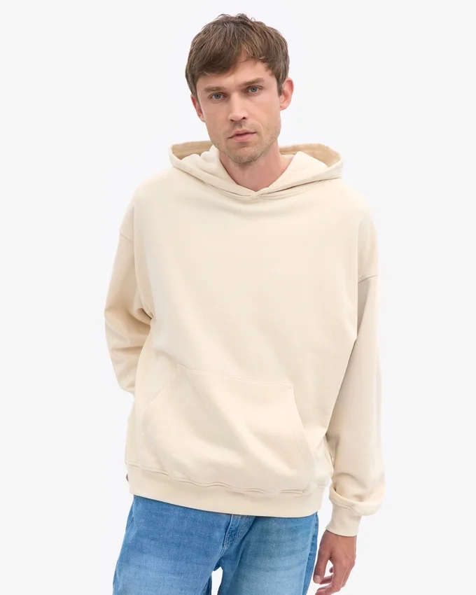 Sweat à capuche oversize en coton bio - Blanc ivoire