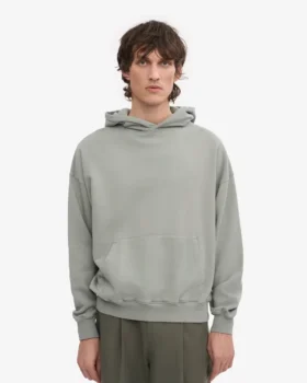 Sweat à capuche oversize en coton bio – Bleu acier