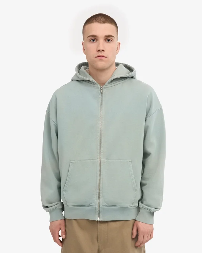 Sweat à capuche oversize en coton bio - Bleu acier
