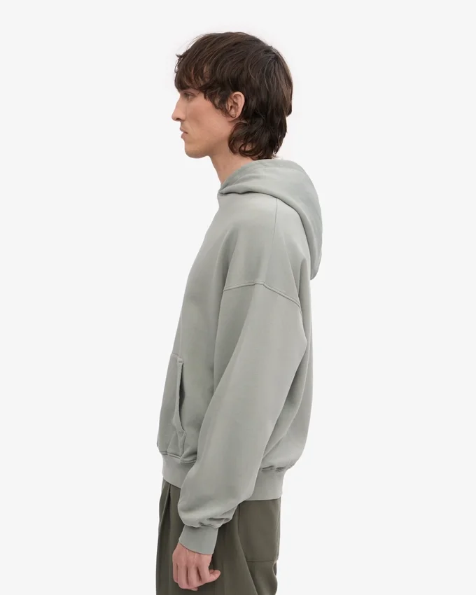 Sweat à capuche oversize en coton bio - Bleu acier