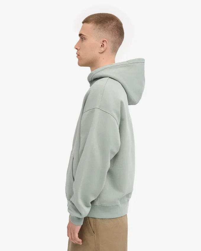 Sweat à capuche oversize en coton bio - Bleu acier