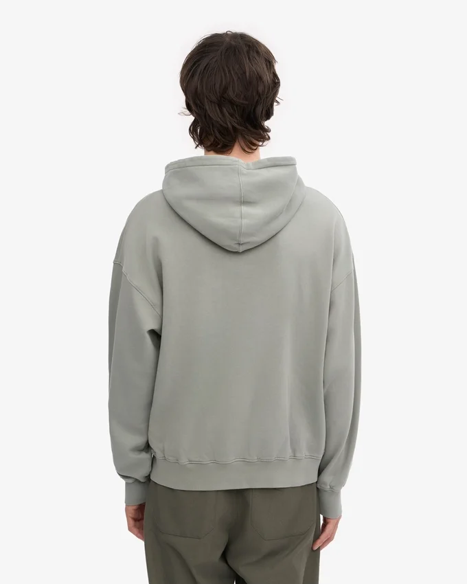 Sweat à capuche oversize en coton bio - Bleu acier
