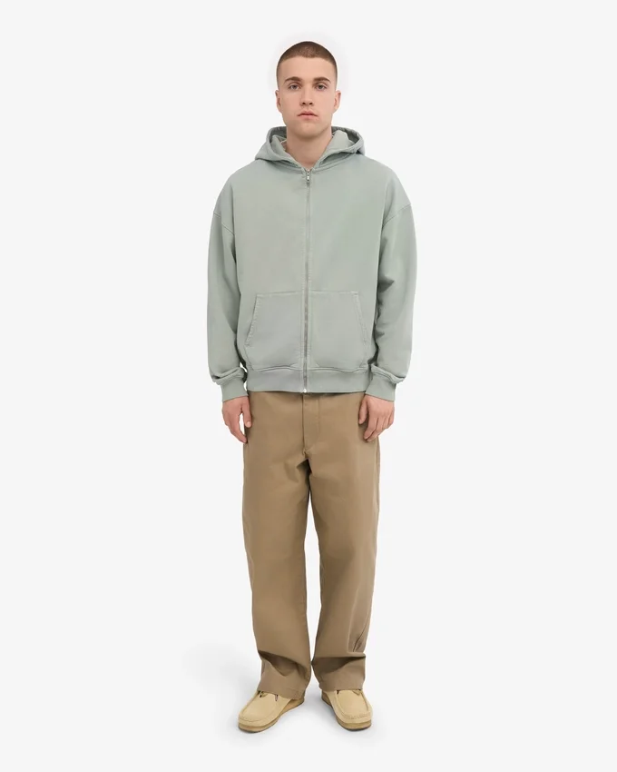 Sweat à capuche oversize en coton bio - Bleu acier