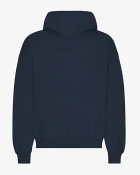 Sweat à capuche oversize en coton bio - Bleu marine