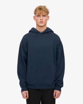 Sweat à capuche oversize en coton bio – Bleu marine