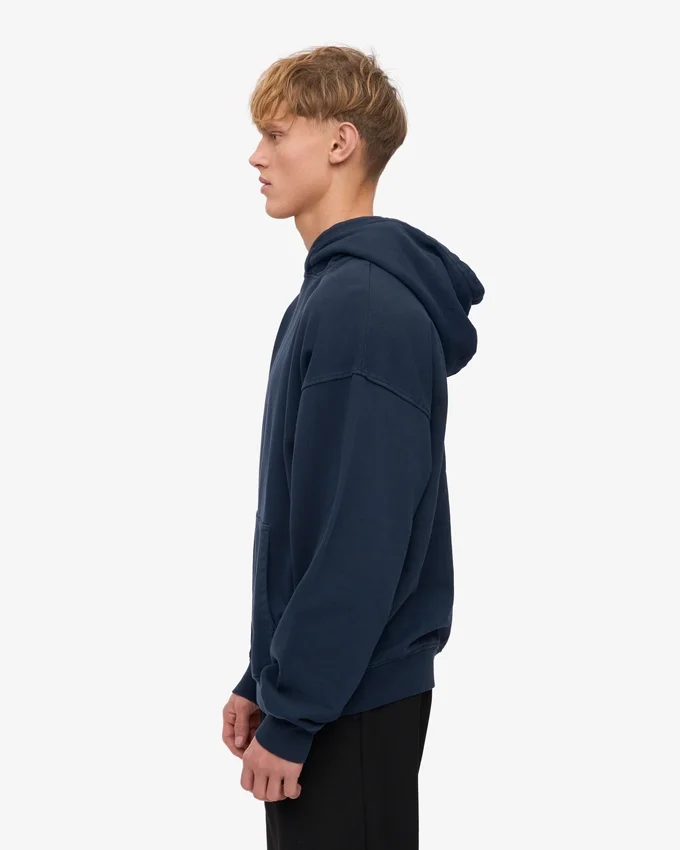 Sweat à capuche oversize en coton bio - Bleu marine