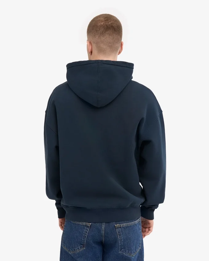 Sweat à capuche oversize en coton bio - Bleu marine