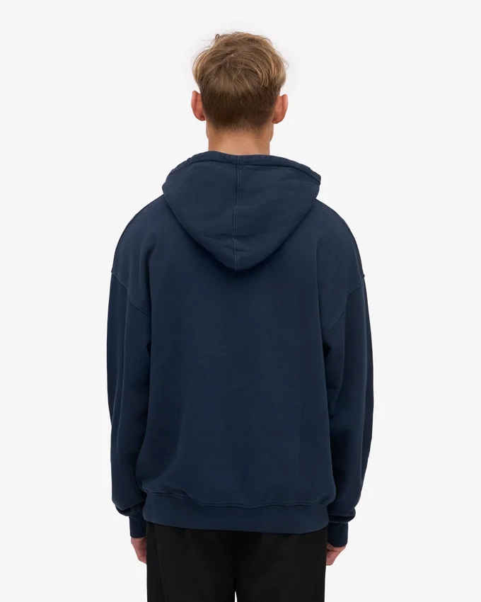 Sweat à capuche oversize en coton bio - Bleu marine