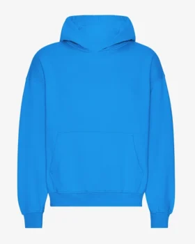 Sweat à capuche oversize en coton bio - Bleu Pacifique