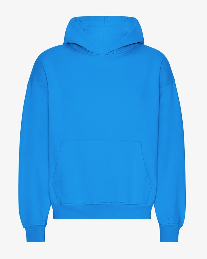 Sweat à capuche oversize en coton bio - Bleu Pacifique