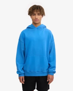 Sweat à capuche oversize en coton bio – Bleu Pacifique