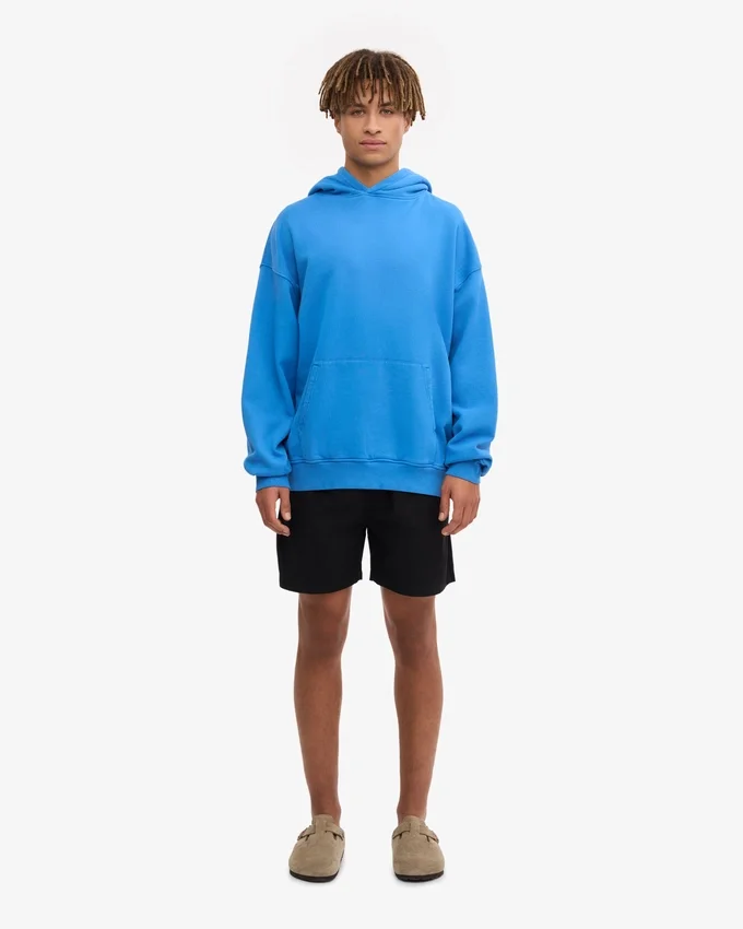Sweat à capuche oversize en coton bio - Bleu Pacifique