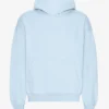 Sweat à capuche oversize en coton bio - Bleu polaire