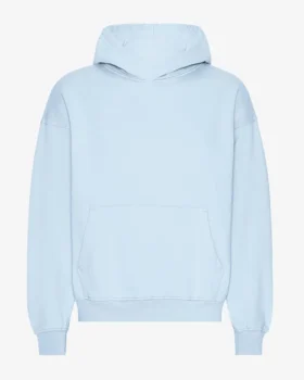 Sweat à capuche oversize en coton bio - Bleu polaire