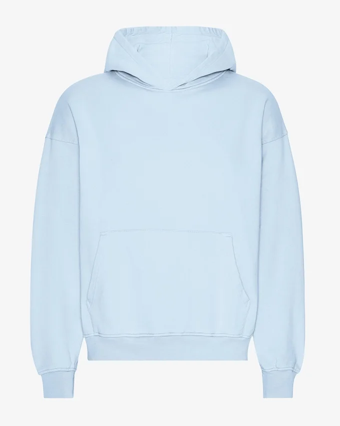 Sweat à capuche oversize en coton bio - Bleu polaire
