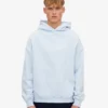 Sweat à capuche oversize en coton bio - Bleu polaire