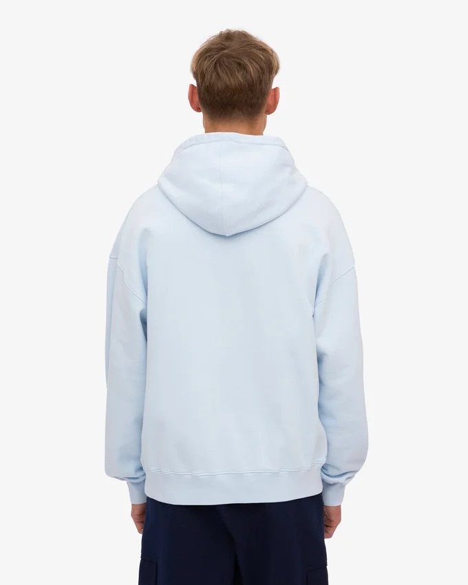 Sweat à capuche oversize en coton bio - Bleu polaire