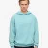 Sweat à capuche oversize en coton bio - Bleu sarcelle
