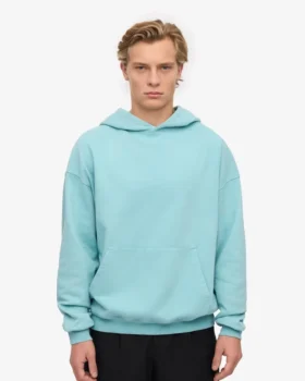 Sweat à capuche oversize en coton bio – Bleu sarcelle