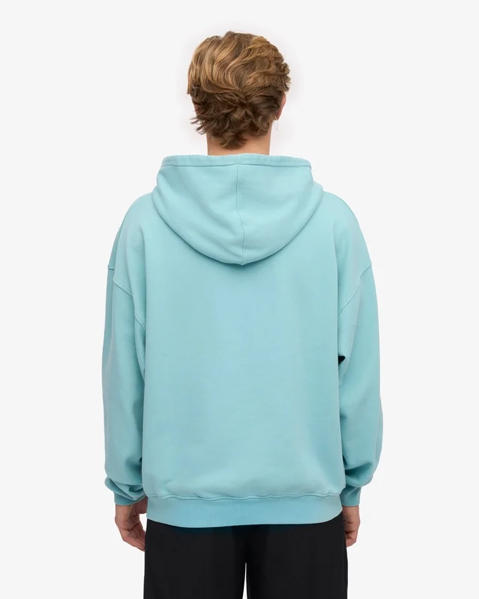 Sweat à capuche oversize en coton bio - Bleu sarcelle