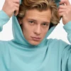 Sweat à capuche oversize en coton bio - Bleu sarcelle