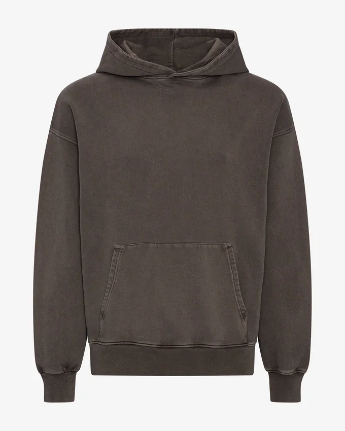 Sweat à capuche oversize en coton bio - Boue délavée