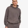 Sweat à capuche oversize en coton bio - Boue délavée