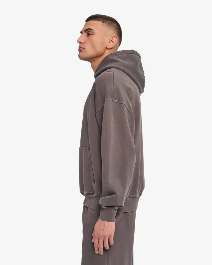 Sweat à capuche oversize en coton bio - Boue délavée